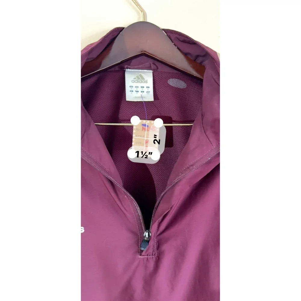 Adidas Quarter Zip Windbreaker Jacket Men's‎ M Maroon Mesh Lined Vented Outdoor